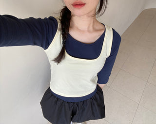Modal Spandex Color Layered Sleeveless Bustier
