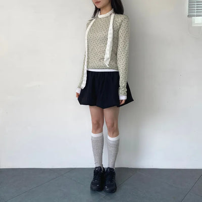 Wrinkle muffler, pleated tie, long scarf