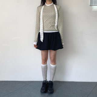 Wrinkle muffler, pleated tie, long scarf