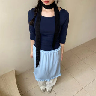 Wrinkle muffler, pleated tie, long scarf