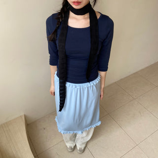 Wrinkle muffler, pleated tie, long scarf