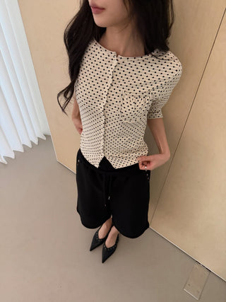 Dot Stripe Mix 3/4 Sleeve Cardigan Summer Vintage Cardigan