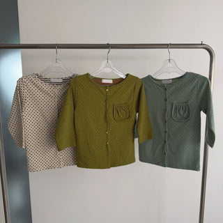 Dot Stripe Mix 3/4 Sleeve Cardigan Summer Vintage Cardigan