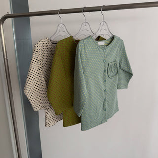 Dot Stripe Mix 3/4 Sleeve Cardigan Summer Vintage Cardigan