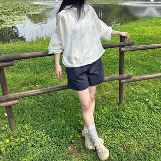 Gold Symbol Cotton Elastic Waist Shorts