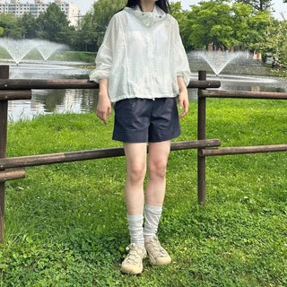 Gold Symbol Cotton Elastic Waist Shorts