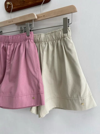 Gold Symbol Cotton Elastic Waist Shorts