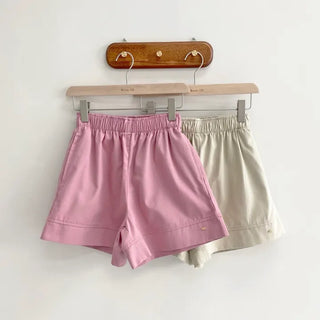 Gold Symbol Cotton Elastic Waist Shorts