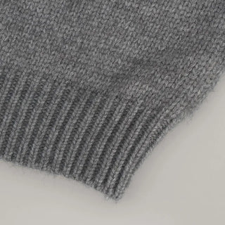 Thick round neck tone-down color knit cardigan