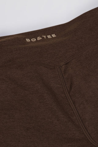 Brushed Jersey Ruched Flared Trousers in Pecan Marl