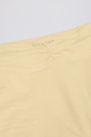 Brushed Jersey Ruched Mid-Rise Leggings in Lemon Marl