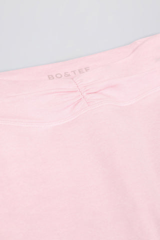 Brushed Jersey Ruched Mid-Rise Leggings in Pale Pink Marl