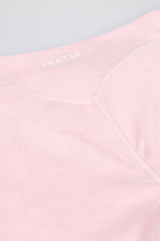 Brushed Jersey Ruched Mid-Rise Leggings in Pale Pink Marl