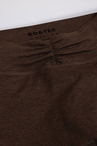 Brushed Jersey Ruched Mid-Rise Leggings in Pecan Marl