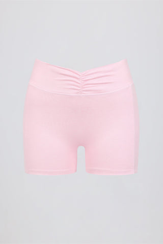 Ruched Mini Shorts in Pale Pink Marl