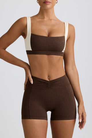 Ruched Mini Shorts in Pecan Marl