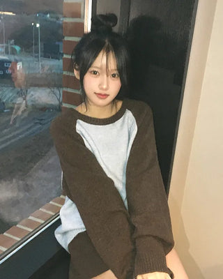 Raglan long-sleeved knit