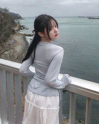 [Set] Waist-defining top & cardigan