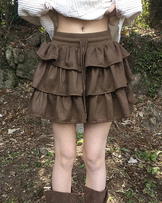 Tiered flared mini skirt
