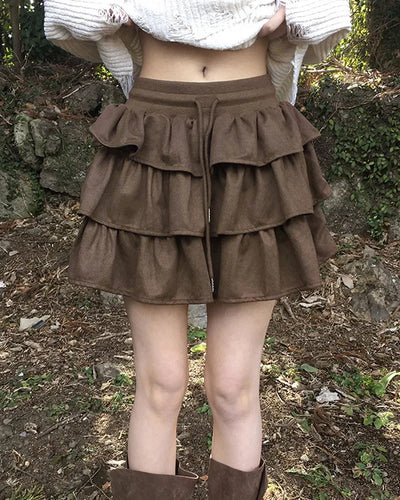 Tiered flared mini skirt