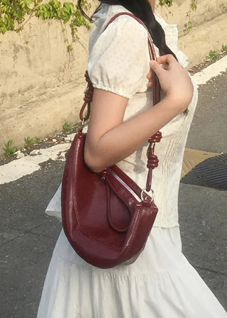 [4 colors] Leather Square Shoulder Bag