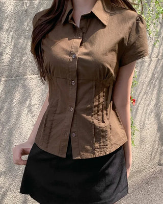 Pleated shirt blouse