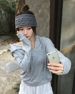 Wool blend hooded knit t-shirt