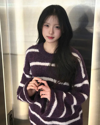 Striped oversized long-sleeve knit