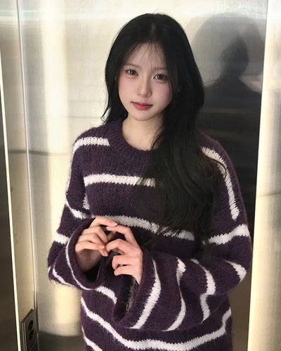 Striped oversized long-sleeve knit