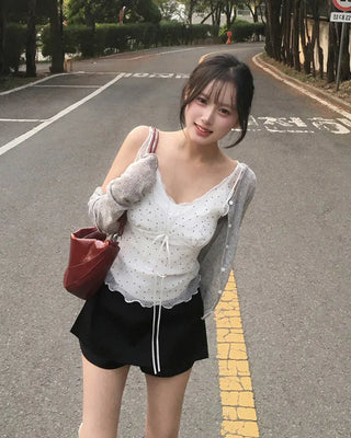 [5 colors] Sheer knit cardigan