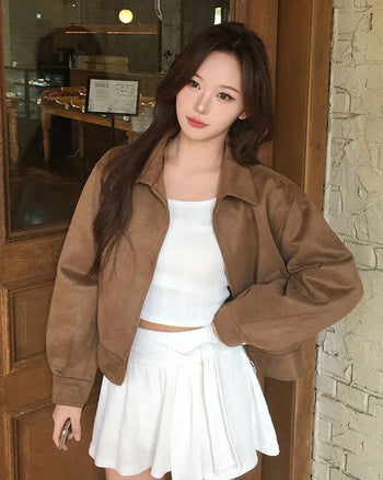 Suede long-sleeve jacket