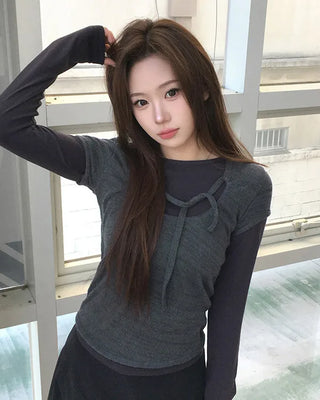 (set) String Layered T-Shirt Set