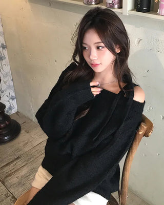 Wool off-shoulder knit