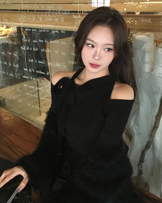Tie-trimmed Shirred Slim T-shirt