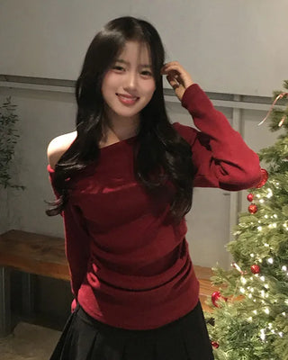 Fleece-lined asymmetrical shirred T-shirt