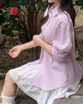 Striped oversized shirt blouse