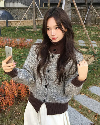 Color-block knit cardigan