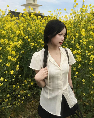 [3 colors] Stole Blouse