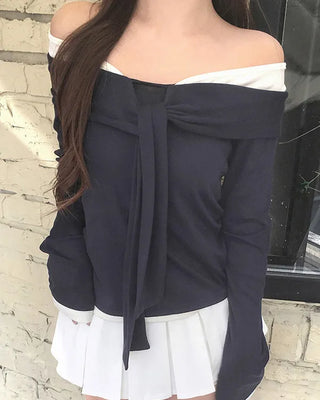 Tie-and-Tie Color Layered Long Sleeve T-Shirt