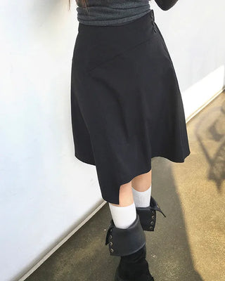 3-button flared midi skirt