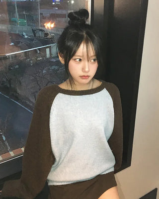Raglan long-sleeved knit