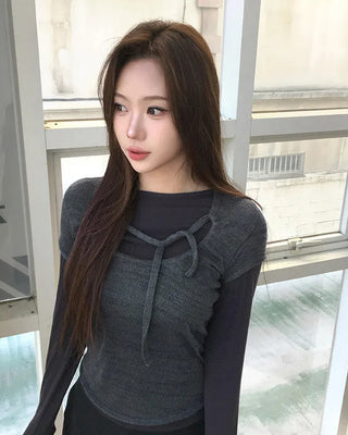 (set) String Layered T-Shirt Set