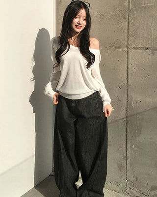 Double pocket wide pants