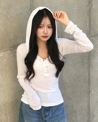 Hooded Slim Fit Long Sleeve T-Shirt