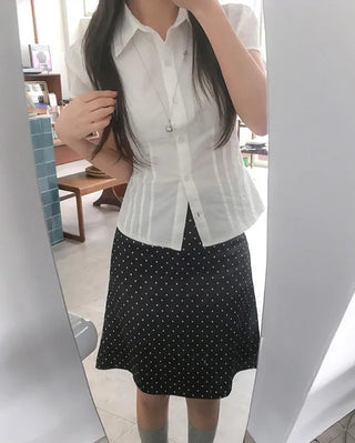 Pleated shirt blouse