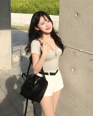 [2 colors] Round neck ribbed loose fit summer color cardigan