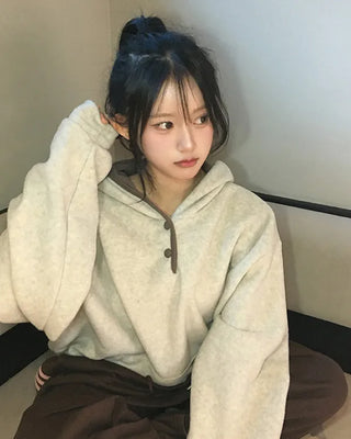 Two-tone fleece hoodie