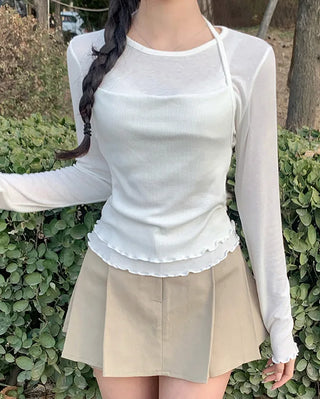 [Set] Frill Camisole & Long Sleeve T-Shirt