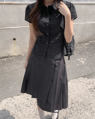 Pleated midi skirt