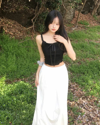 Lace shirred camisole